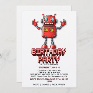Invitations d'anniversaire de Retro Space Robot