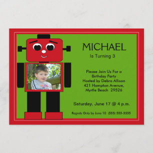 Invitations d'anniversaire de robots