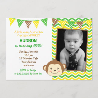 Invitations d'anniversaire de singe Boy