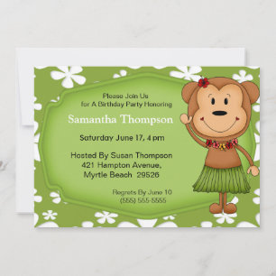 Invitations d'anniversaire de singe hawaïen
