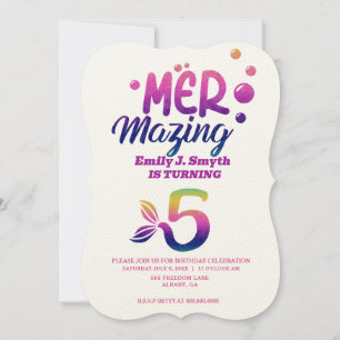 Invitations d'anniversaire de sirène personnalisée