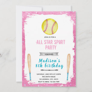 Invitations d'anniversaire de softball