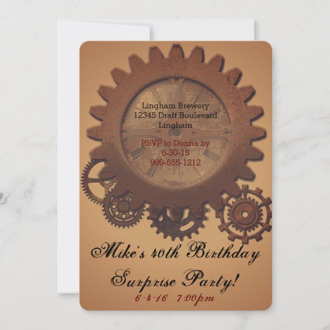 Invitations d'anniversaire de Steampunk (Devant)