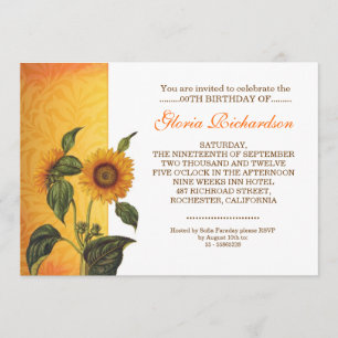 invitations d'anniversaire de tournesol moderne