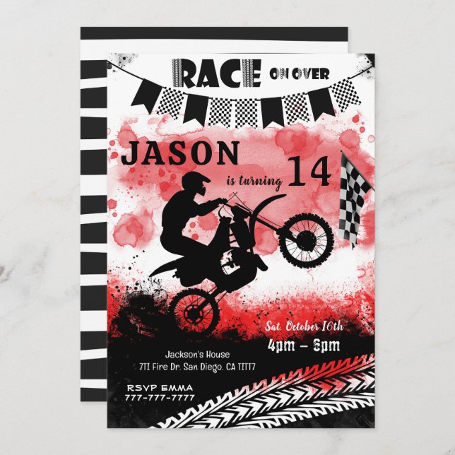 Invitations d'anniversaire de vélo (Devant / Derrière)