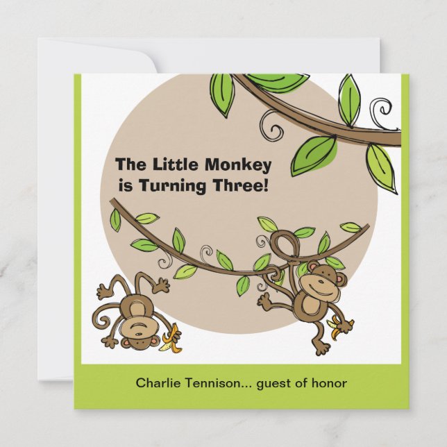 Invitations d'anniversaire des animaux du zoo-sing (Devant)