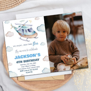 Invitations d'anniversaire d'hélicoptère avec phot