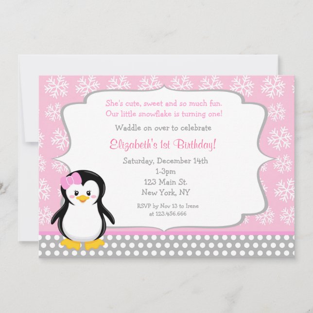 Invitations d'anniversaire d'ONEderland d'hiver de (Devant)