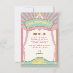 Invitations d'anniversaire du carnaval rose Retro