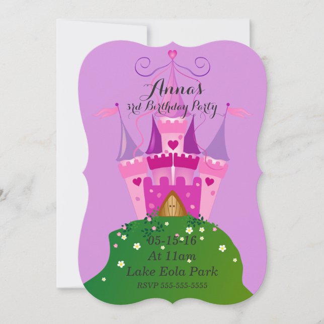 Invitations d'anniversaire du château (Devant)