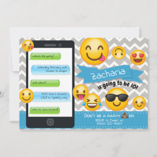 Invitations d'anniversaire du parti Emoji Garçons