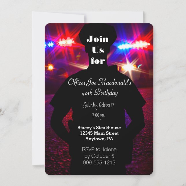 Invitations d'anniversaire du policier (Devant)