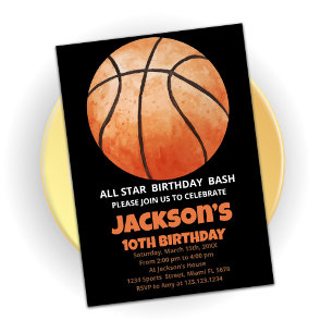 Invitations d'anniversaire d'un basket-ball orange
