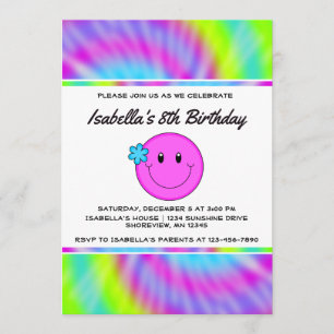 Invitations d'anniversaire Face Tie Dye