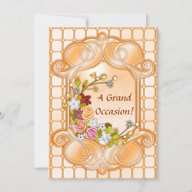 Invitations d'anniversaire florales Annonces (Devant)