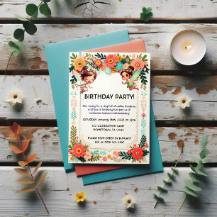 Invitations d'anniversaire florales de fées enchan