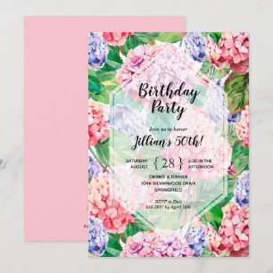 Invitations d'anniversaire florales élégantes