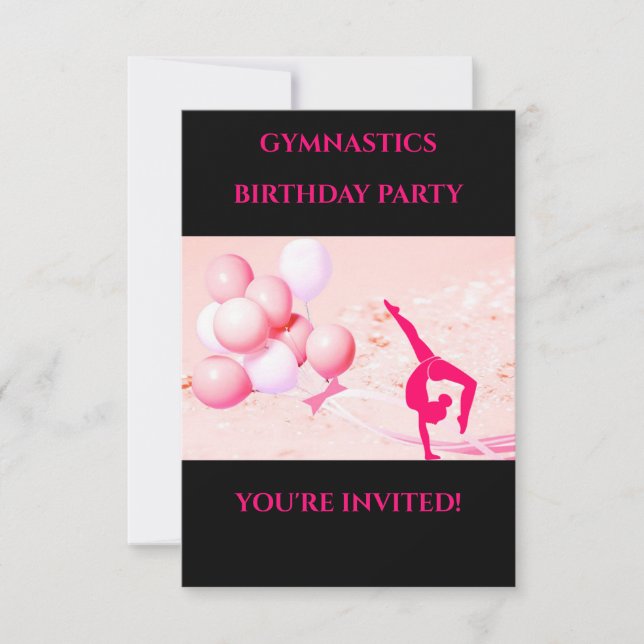 Invitations d'anniversaire "GYMNASTICS" pour les f (Devant)
