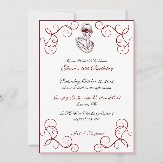 Invitations d'anniversaire personnalisées de la Ca (Devant)