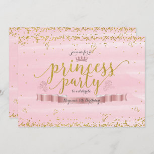 Invitations d'anniversaire Pink Princess et Gold