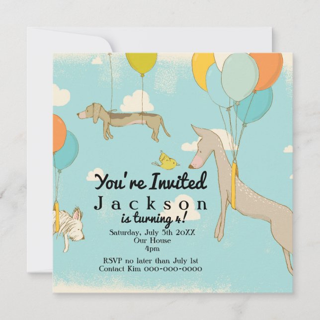 Invitations d'anniversaire pour enfants illustrées (Devant)