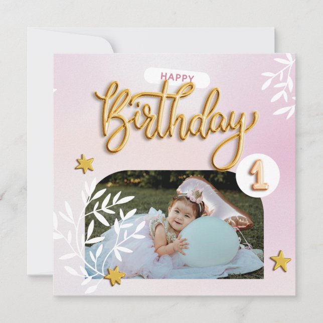 Invitations d'anniversaire pour fille (Devant)
