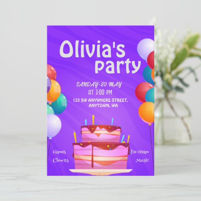 Invitations d'anniversaire pour garçons et filles (Debout devant)