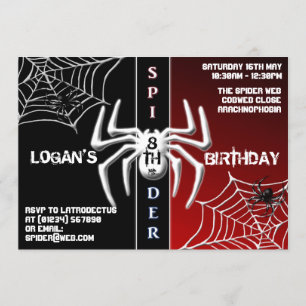Invitations d'anniversaire Red & Black Spider