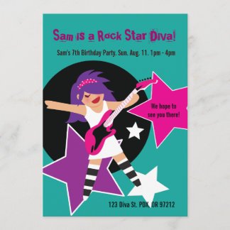 Invitations d'anniversaire Rock Star Diva