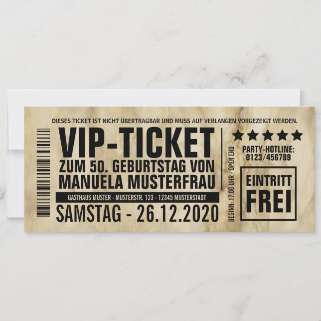 Invitations d'anniversaire (« VIP ») (Devant)