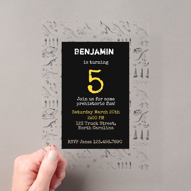 Invitations d'Anniversaires de enfants Motifs Dino (In situ (ordinateur de poche))