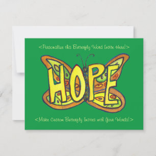 Invitations d'art personnalisé pour papillon vert 