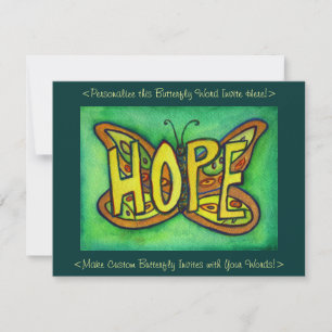Invitations d'art personnalisé pour papillon vert 