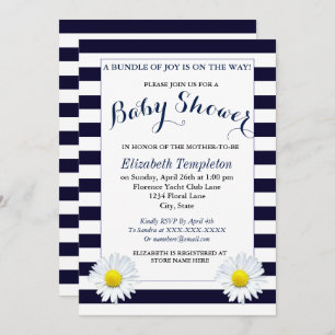 Invitations d'Baby shower neutres de la Marine Flo