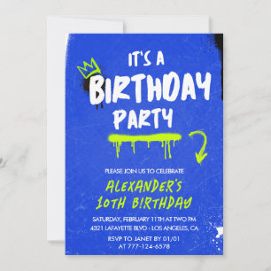 Invitations de 10e anniversaire Boy Graffiti Spray
