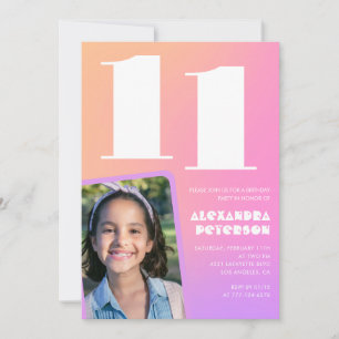 Invitations de 11e anniversaire de Pink Orange Ret