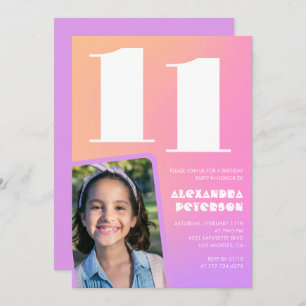 Invitations de 11e anniversaire de Pink Orange Ret