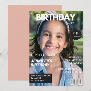 Invitations de 11e anniversaire Girl Magazine Couv
