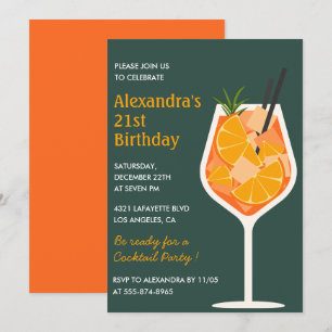 Invitations de 21e anniversaire Cocktail Elégant M