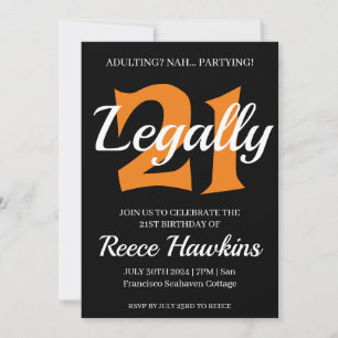 invitations de 21e anniversaire moderne noir et bl