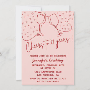 Invitations de 21e anniversaire Pink Cheers Elegan