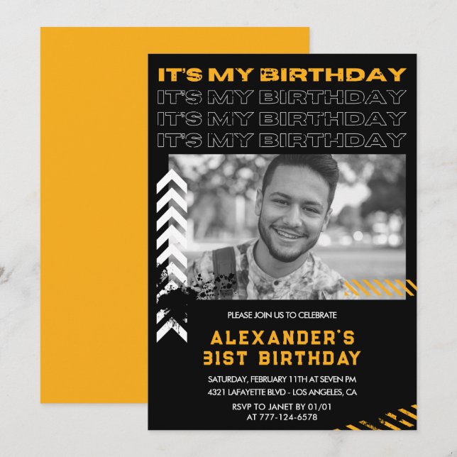 Invitations de 31e anniversaire Hommes Photo Spray (Devant / Derrière)