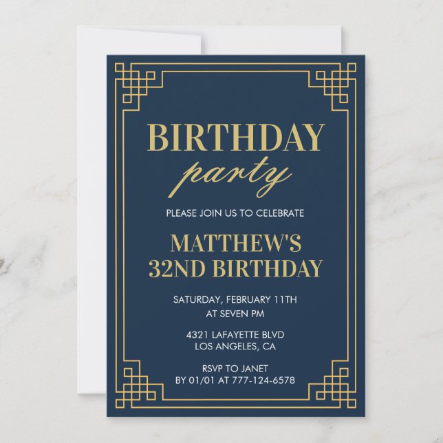 Invitations de 32e anniversaire Anniversaire fête  (Devant)