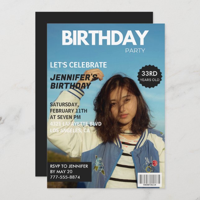 Invitations de 33e anniversaire Magazine Couvertur (Devant / Derrière)