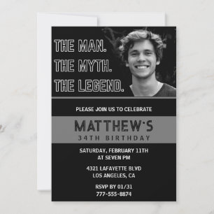 Invitations de 34e anniversaire Black The Man The 