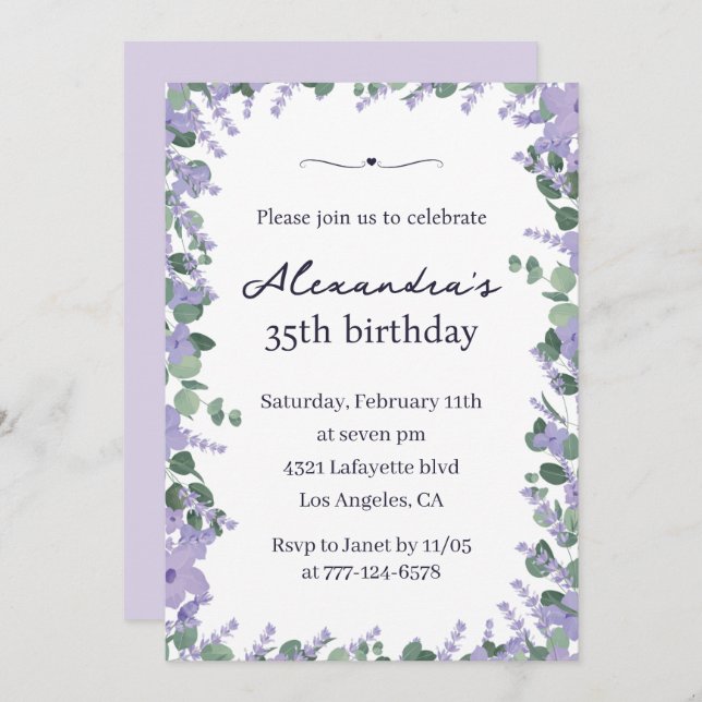 Invitations de 35e anniversaire Boho Floral Frame (Devant / Derrière)