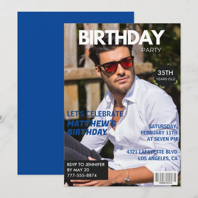 Invitations de 35e anniversaire Men Him Magazine C (Devant / Derrière)