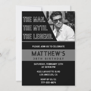 Invitations de 38e anniversaire Black The Man The 