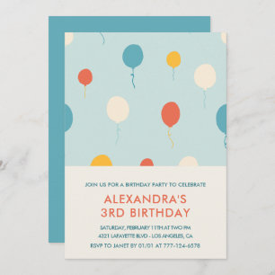 Invitations de 3e anniversaire Balloons Moderne