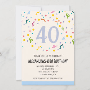 Invitations de 40e anniversaire Confetti